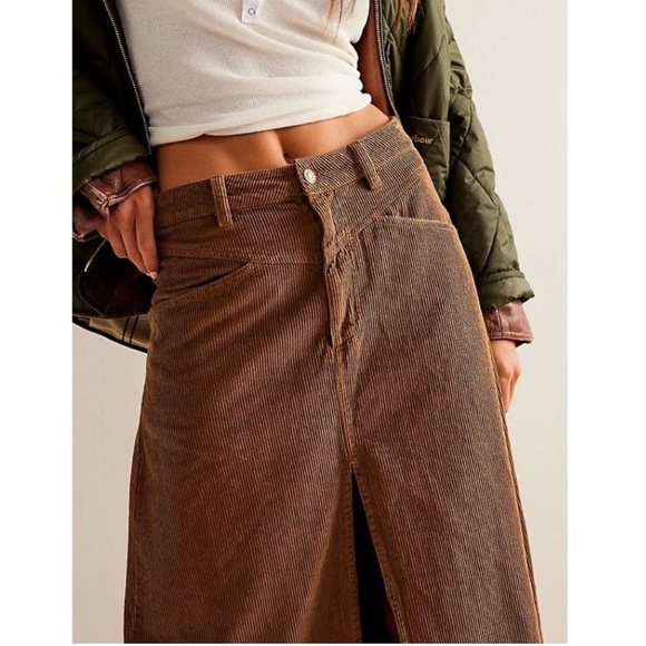 Free People We The Free Come as You Are Cord Maxi Skirt in Chocolate size 8 NWT - Picture 4 of 11